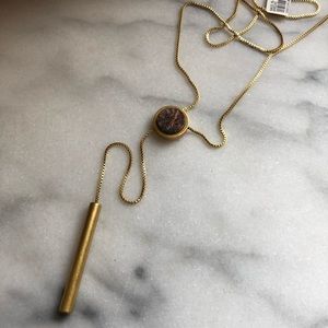 NWT Madewell Lariat Necklace in Gold and Agate